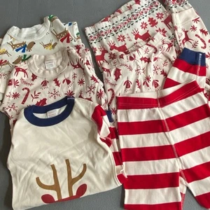 Hanna Andersson Christmas Holiday Pajama Sets Mismatched Lot of 3 Kids Size 10 - Picture 1 of 14