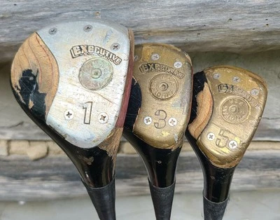 Vintage Spalding Executive Driver+Woods- 1, 3, 5- Used Wooden Golf Clubs- RH - Image 1 of 4