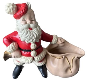 Vintage 1970s Mold Ceramic Santa Claus Planter W/ Bag & Bell Christmas - Picture 1 of 6