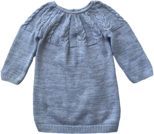 Old Navy Baby Sweater Dress size 6M Cream Marled Cable Knit Raglan Pullover - Picture 1 of 10