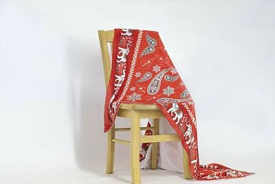 FABRIC TEXTILE PRODUCTS, INC. Paisley Elephant Red Mircofleece Throw Blanket 50"x60"