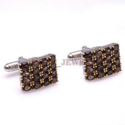 Natural Smoky Quartz Gemstone with 925 Sterling Silver Cufflink #2492 - Image 1 of 3