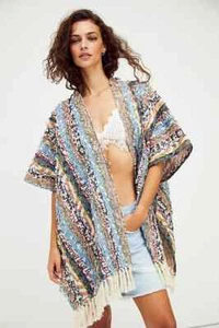 Free People Now & Then Upcycled Patchwork Kimono One Size New - Picture 1 of 5
