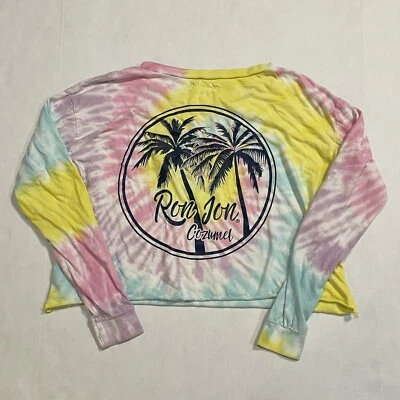 Vintage Ron Jon Surf Shop Cozumel Tie Dye Cropped Long Sleeve T-Shirt Size M - Image 1 of 4