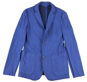RECENT Ermenegildo Zegna Blue Cotton Raw Edge Hem Soft Blazer Style Sweater S - Picture 1 of 10