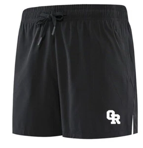 Mens 5" Inch Short Athletic Gym Shorts Lifting Black & White Zipper Pockets Slim - Picture 1 of 2