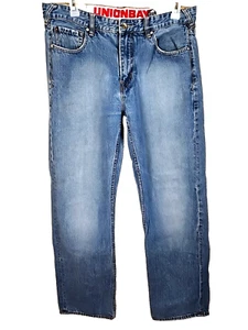 Vintage UNIONBAY Jeans Mens 36x34 Baggy Medium Wash Distressed Grunge 90s Y2K - Picture 1 of 11