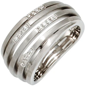 Ring Damenring mit 16 Diamanten Brillanten 925 Silber mattiert Damen Silberring - Picture 1 of 1