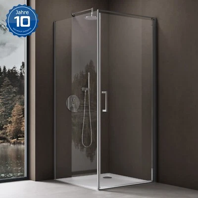 Duschkabine 90x90 100x100cm Schwingtür Dusche Duschabtrennung H:195 8mm ESG Nano - Bild 1 von 4