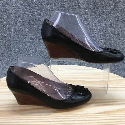 Tory Burch Heels Womens 8 M Melinda Casual Slip On Wedge Pumps Black Leather - Image 1 of 4