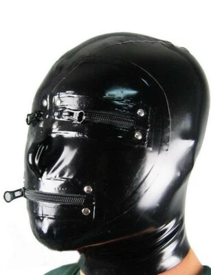 021 Latex Gummi zippers eyes mouth holes Mask Hood customized 0.4mm - Image 1 of 2