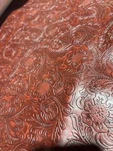 Durango Vintage Western Floral Oxblood Vinyl Fabric by The Yard DIY Upholster - Picture 1 of 4