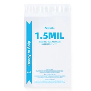 1000 6x9 Poly Bags Permanent Adhesive Suffocation Warning Clear Merchandise - Picture 1 of 6
