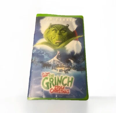 How the Grinch Stole Christmas VHS 2001 Jim Carrey W/ “Grinch Green” Clamshell Foto 1 de 4