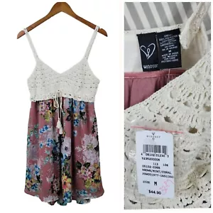 New Windsor Party Dress size Medium Crochet Top Flare Skirt spring floral Pink - Picture 1 of 9