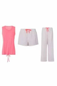 Pyjamas White Pink 3 Piece Short Pants Top Women's Bella Beau Pj's Nightwear  - Picture 1 of 8