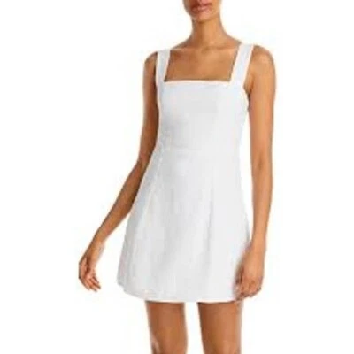 AQUA Ladies White Linen Square Neck Mini Dress, Sleeveless, NWT! - Image 1 of 4