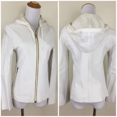 Chaqueta de manga larga con capucha 100 % cuero MIU MIU Italia para mujer talla 12EU/XS EE. UU. Foto 1 de 4