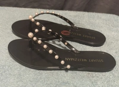 STUART WEITZMAN GOLDIE JELLY FLIP FLOP в черный для женщин размер 8 новый без коробки - Изображение 1 из 4