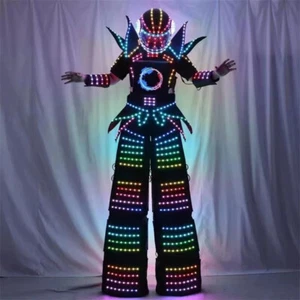 Luminous Stilt Suit LED Robot Illuminated Costume DJ Stage Performance Helmet - Picture 1 of 8
