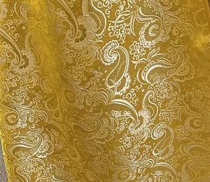 Gelbgold Paisley Metallic Brokat Stoff 60"" Breite verkauft vom Hof - Bild 1 von 2