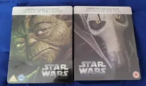 REVENGE OF THE SITH & ATTACK OF CLONES STAR WARS BLU RAY STEELBOOK NEW SEALED - Picture 1 of 2