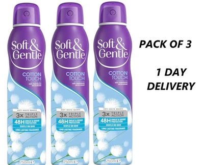 3 x Soft & Gentle COTTON TOUCH Anti Perspirant Deodorant 250ml