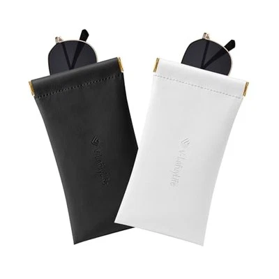 Estuche para gafas suave paquete de 2 - Gafas portátiles de cuero con tapa apretada negras/blancas Foto 1 de 4