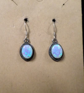 Sterling Silver Opal Earrings - Picture 1 of 3