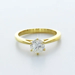 ANILLO DE COMPROMISO CLÁSICO PUNTA ORO 14K CORTE REDONDO E/VS1 DIAMANTE CREADO EN LABORATORIO 1,3 QUILATES - Imagen 1 de 4