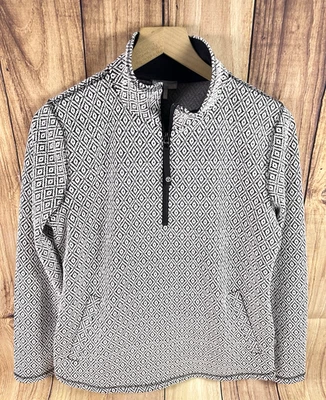 T by Talbot 1/4 Zip Pullover Pockets Black White Athletic Geometric Design SMALL - Image 1 of 4