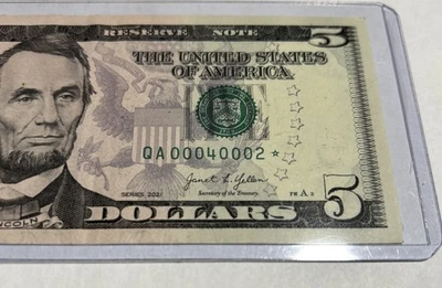 US $5.00 Star Note 2021 Low/Fancy Serial Number Circulated Free Shipping  - Image 1 of 4