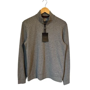 NEW Ted Baker LS Funnel Neck 1/4 Zip Long Sleeve Grey Sweatshirt Size 2 S - Picture 1 of 10