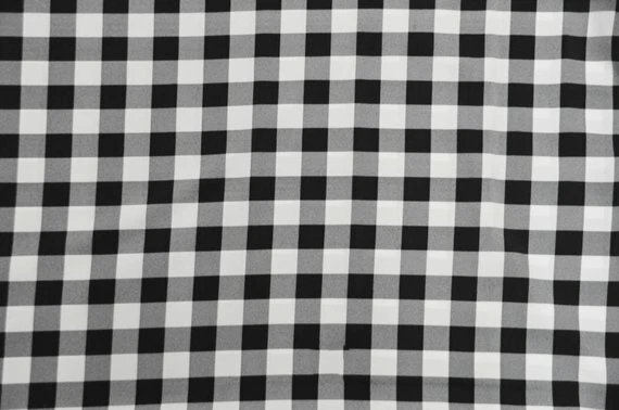 Tela de picnic a cuadros poli popelín negra 100 % poliéster 60" de ancho se vende por yarda Foto 1 de 1
