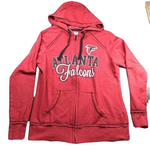 Atlanta Falcons Hoodie Women's S Red Full Zip Sweatshirt NFL Football Ladies Cover