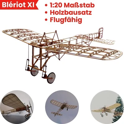 Blériot XI Slow Flyer Modellflugzeug Baukasten Balsa Holz Bausatz Flugzeug Kit - Bild 1 von 4