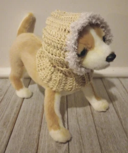 crochet handmade dog pet hood hat cat snood xs small sand tan USA - Picture 1 of 4