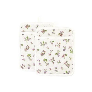 IHR Bellina Crema Par de Porta Ollas Estampado Floral Acolchado Algodón Mitones Regalo - Imagen 1 de 1