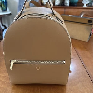 Tory Burch Emerson Saddle Tan Leather Backpack - Picture 1 of 5