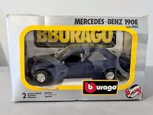 Bburago Metallo Mercedes Benz 190 E Blu Scala 1:25 Con Scatola - Foto 1 di 11