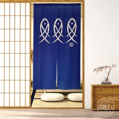 JAPONÉS Noren Cortina Puerta Azul Tres Peces Puerta Habitación Tapiz Decoración Hogar NUEVO Foto 1 de 4