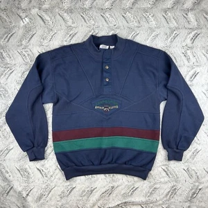 Vintage Denim Express Winter Field Sports 1/4 Button Sweatshirt Men’s Small Blue - Picture 1 of 12