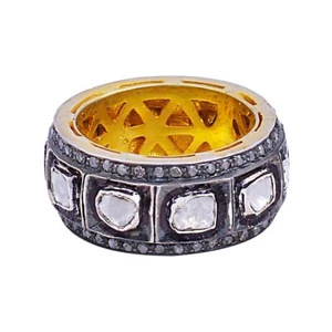 Rose cut &Pave Diamond Ring,Handmade Ring,925 Sterling Silver,Boho Ring,Gift - Picture 1 of 8