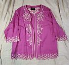 Bob Mackie Wearable Art Womens embroidered jacket Linen FairyCore Size 1X