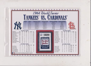 POSTAL SERVICE YANKEES/CARDINAL 1964 WORLD SERIES STAT CARD U S TO HONOR YANKEES - Picture 1 of 2