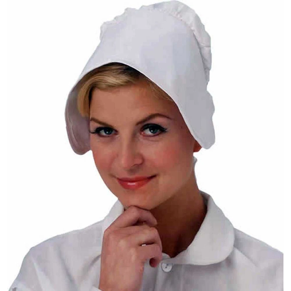 Nurse Cap White Bonnet Fabric Fancy Dress Up Halloween Adult Costume Accessory - Image 1 of 1
