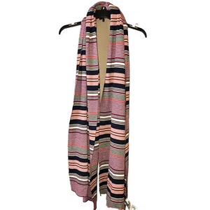 Gap Striped Silk Blend Shawl Scarf Very Berry Pink One Size - Picture 1 of 4