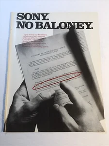 Vintage 11x8 Printwerbung Sony No Baloney 1973 TV Qualität Erklärung Senatsbericht - Bild 1 von 1