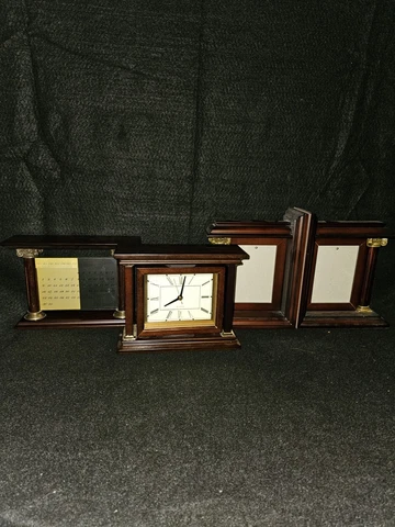 Vintage Bombay Desk Mantle Clock Bookends And Calendar Cover