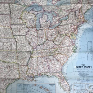 Mapa vintage de febrero de 1968 Estados Unidos de América National Geographic Society - Imagen 1 de 7